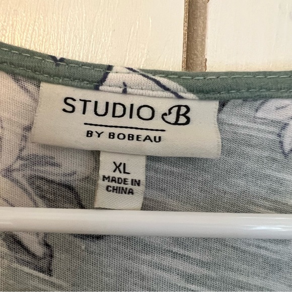 Vintage Women XL Studio B Green and Black Sleeveless Floral Flower Flow Dress - Picture 3 of 8